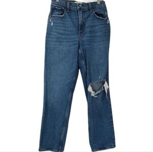 Abercrombie & Fitch Blue The 90's Straight Leg High Rise Jeans Size 28